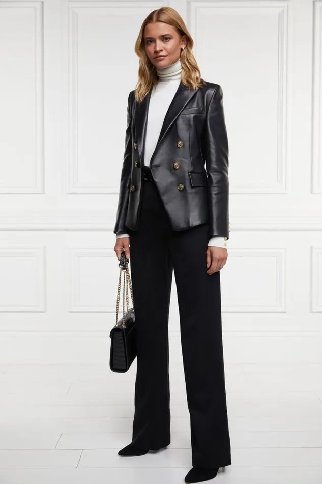 Women In Stock Tailoring Holland Cooper Knightsbridge Blazer Valencia Leather Black