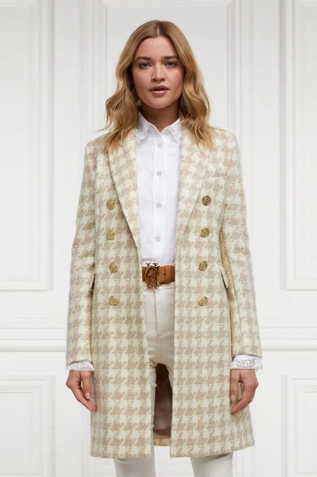 Women In Stock Tailoring Holland Cooper Knightsbridge Coat Camel Houndstooth