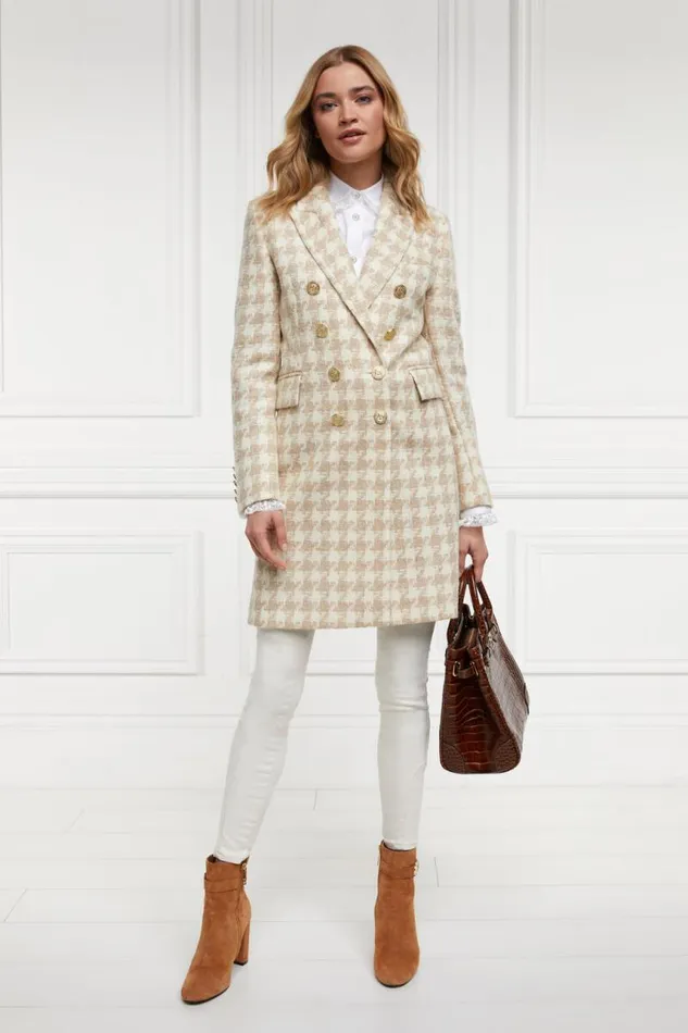 Women In Stock Tailoring Holland Cooper Knightsbridge Coat Camel Houndstooth