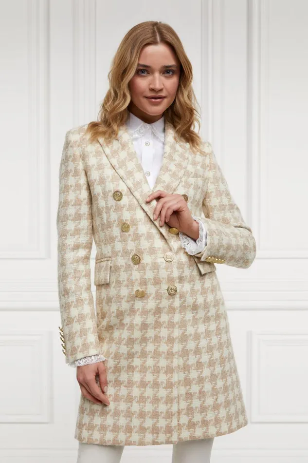 Women In Stock Tailoring Holland Cooper Knightsbridge Coat Camel Houndstooth