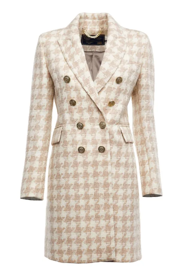 Women In Stock Tailoring Holland Cooper Knightsbridge Coat Camel Houndstooth