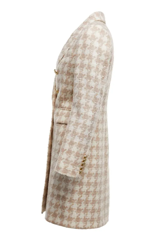Women In Stock Tailoring Holland Cooper Knightsbridge Coat Camel Houndstooth