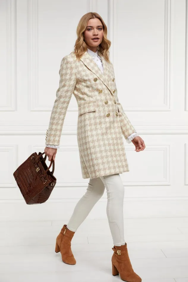 Women In Stock Tailoring Holland Cooper Knightsbridge Coat Camel Houndstooth