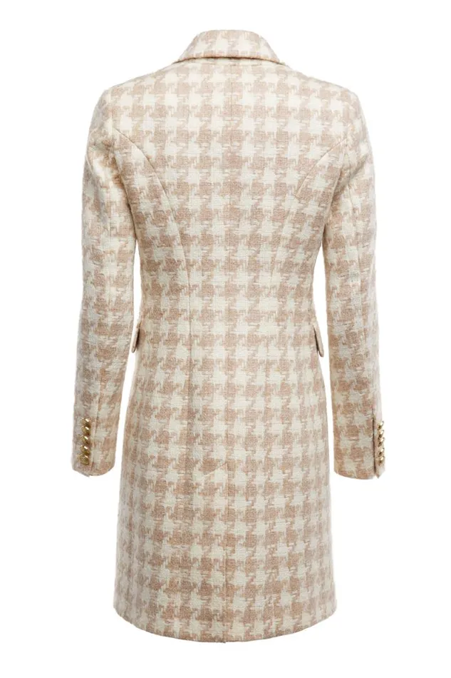 Women In Stock Tailoring Holland Cooper Knightsbridge Coat Camel Houndstooth
