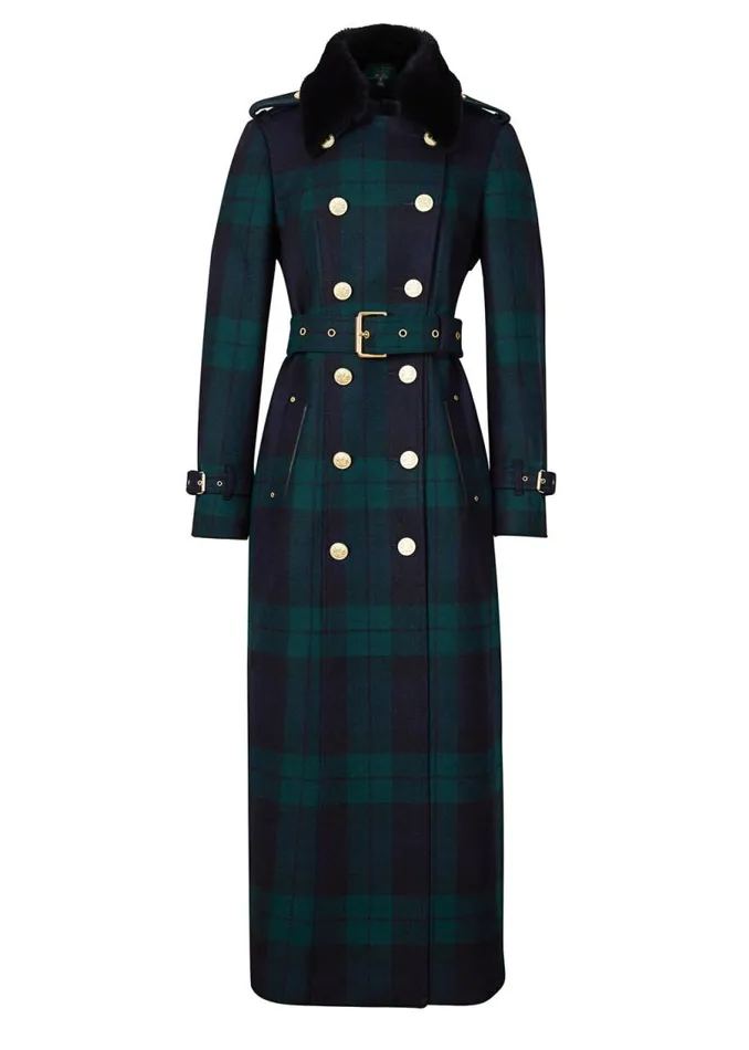 Women In Stock Tailoring Holland Cooper Marlborough Shearling Trench Coat Blackwatch