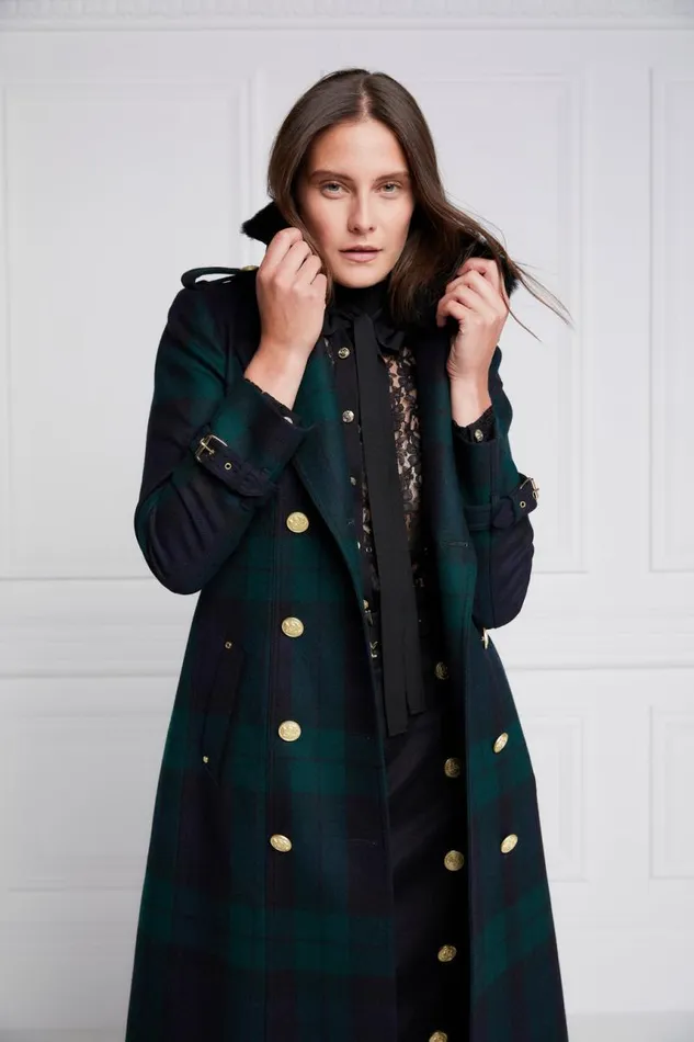 Women In Stock Tailoring Holland Cooper Marlborough Shearling Trench Coat Blackwatch