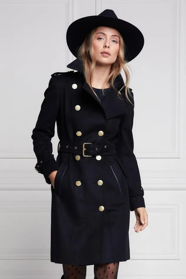 Women In Stock Tailoring Holland Cooper Marlborough Trench Coat Soft Navy