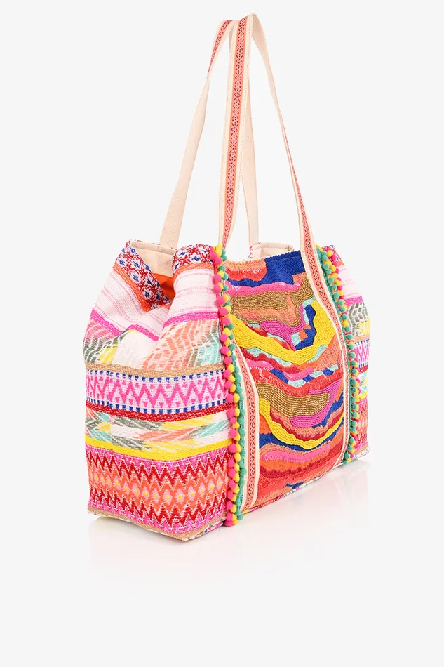 Women Isabella Embellished Hand Beaded Tote Travel and Beach Bags America and Beyond