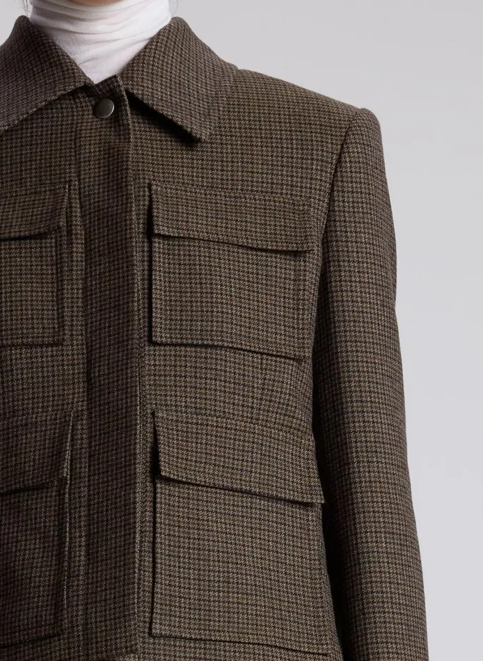 Women Jackets and Coats ALC Jamie Mini Houndstooth Jacket Tanolive