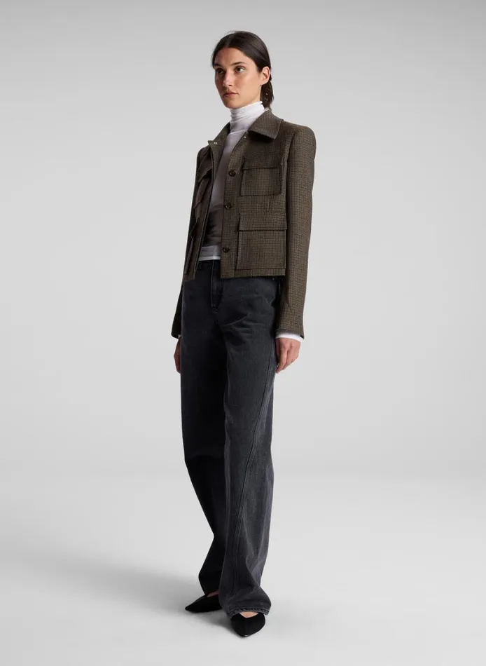 Women Jackets and Coats ALC Jamie Mini Houndstooth Jacket Tanolive