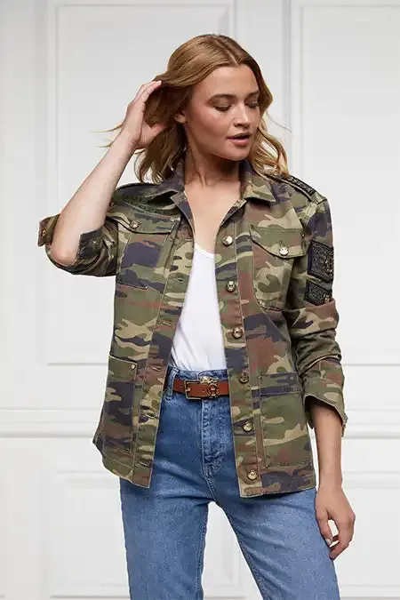 Women Jackets Holland Cooper Premium Artillery Jacket Washed Camo