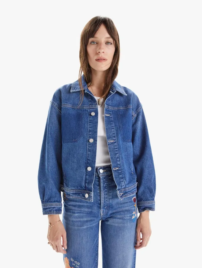 Women Jackets Mother Denim The Back Road Jacket Medium Blue