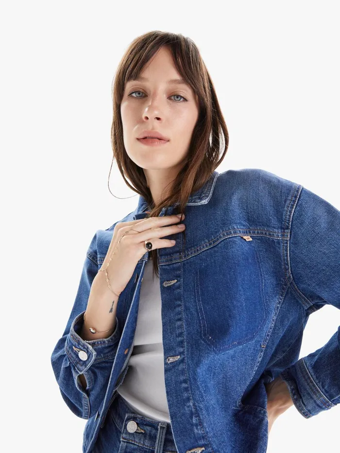 Women Jackets Mother Denim The Back Road Jacket Medium Blue