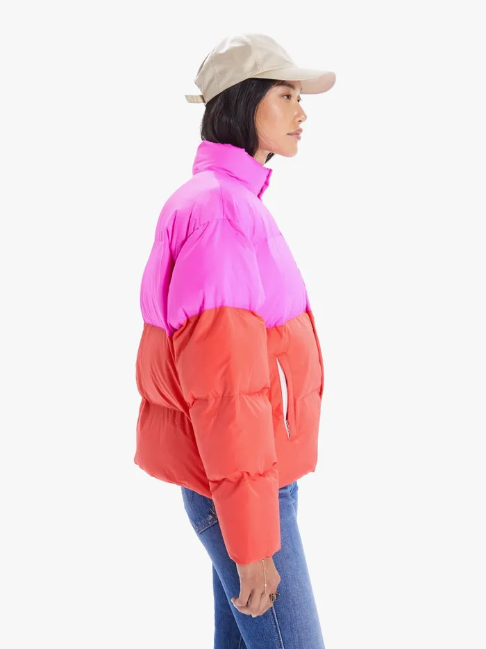 Women Jackets Mother Denim The SetIn Oversized Puffer Bright Red