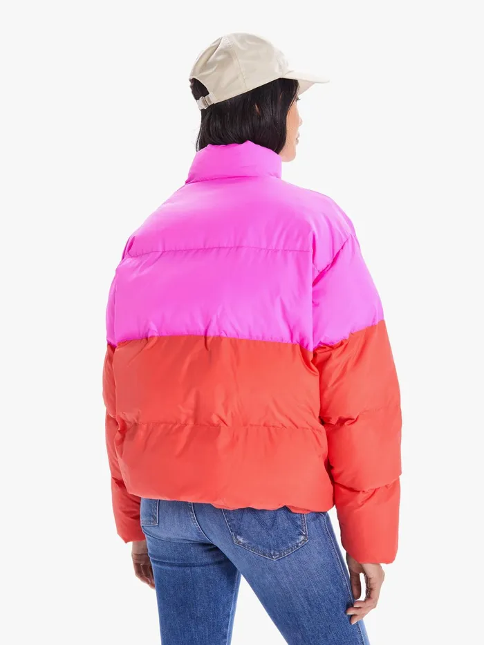 Women Jackets Mother Denim The SetIn Oversized Puffer Bright Red
