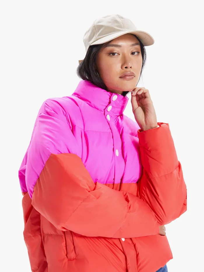 Women Jackets Mother Denim The SetIn Oversized Puffer Bright Red