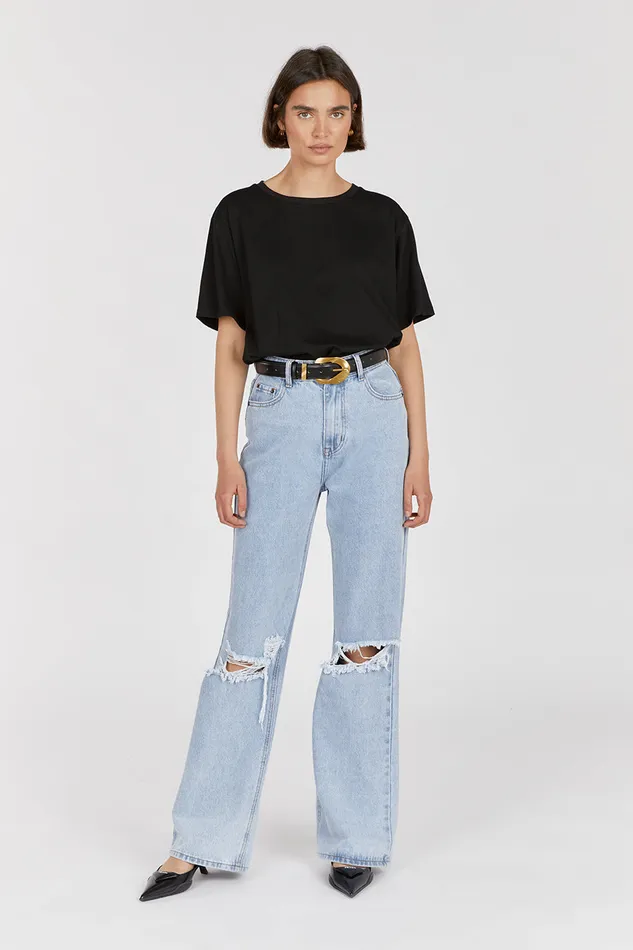 Women Jeans DISSH ARCHIE BLUE HIGH RISE RIPPED JEAN