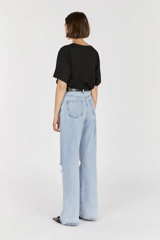Women Jeans DISSH ARCHIE BLUE HIGH RISE RIPPED JEAN