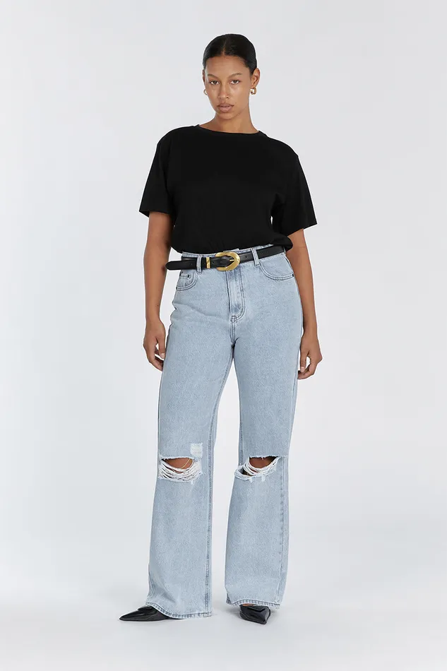Women Jeans DISSH ARCHIE BLUE HIGH RISE RIPPED JEAN
