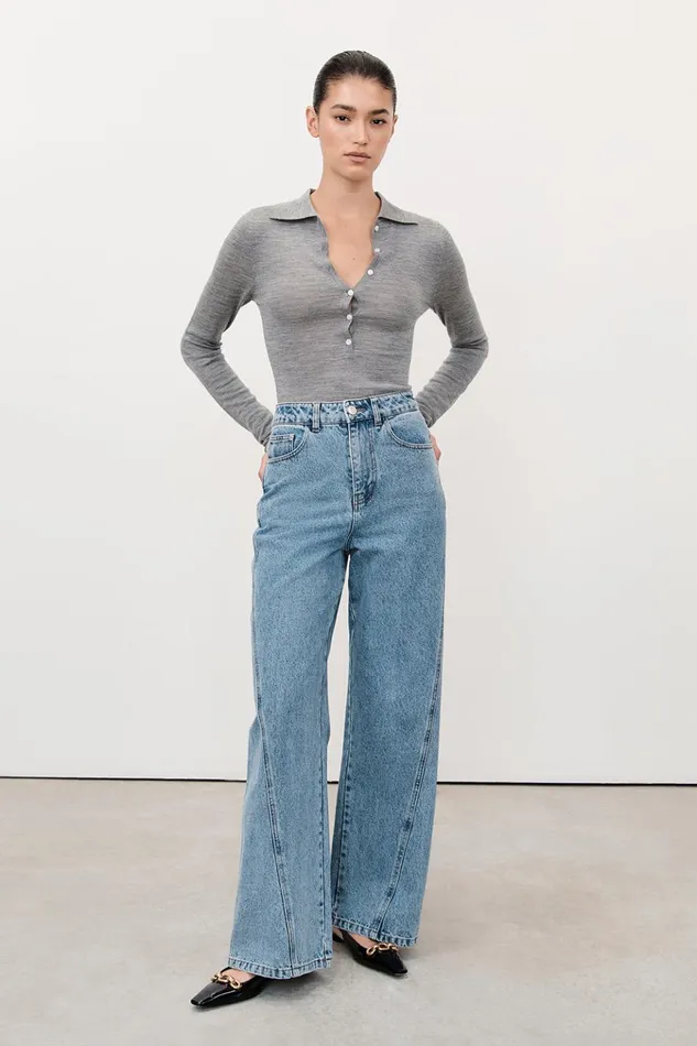 Women Jeans DISSH CARSON MID BLUE WIDE LEG JEAN