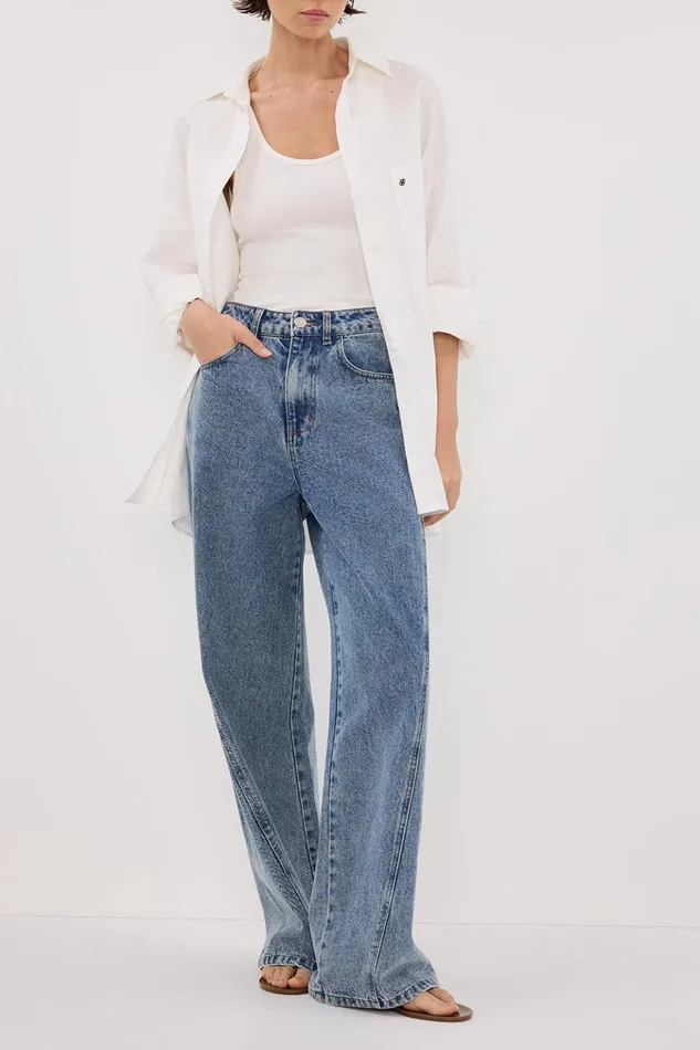 Women Jeans DISSH CARSON MID BLUE WIDE LEG JEAN