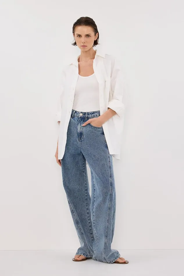 Women Jeans DISSH CARSON MID BLUE WIDE LEG JEAN