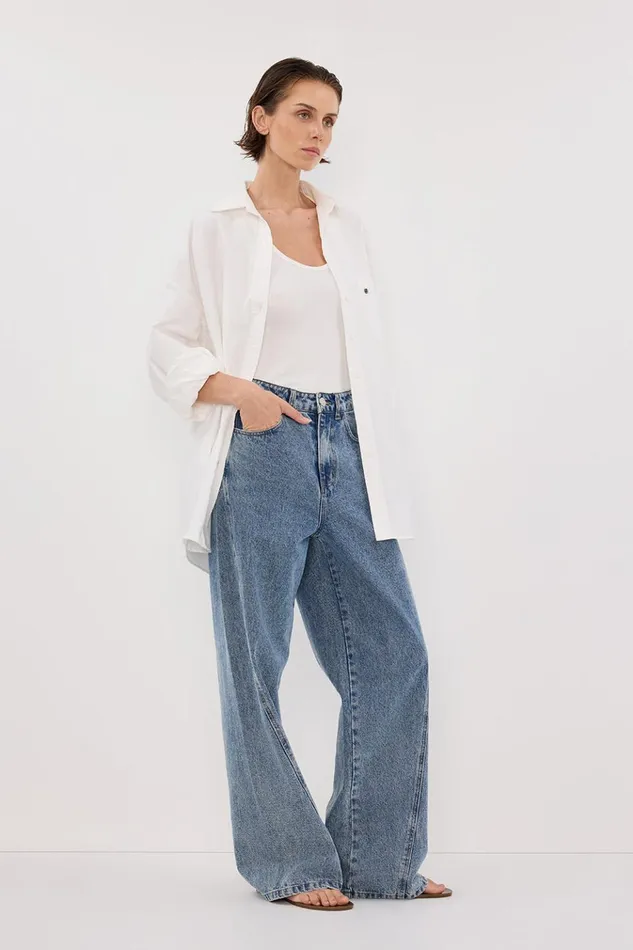 Women Jeans DISSH CARSON MID BLUE WIDE LEG JEAN