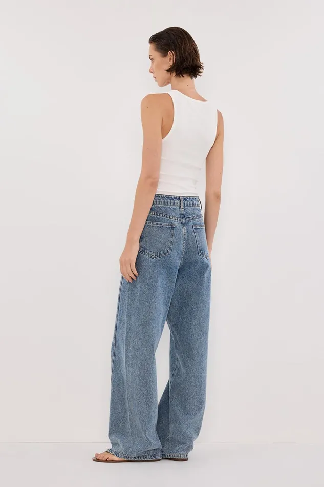Women Jeans DISSH CARSON MID BLUE WIDE LEG JEAN