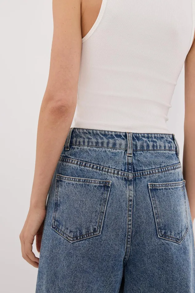 Women Jeans DISSH CARSON MID BLUE WIDE LEG JEAN