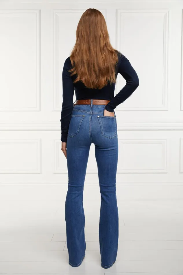 Women Jeans Holland Cooper High Rise Flared Jean Denim