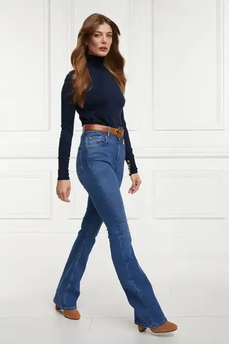 Women Jeans Holland Cooper High Rise Flared Jean Denim