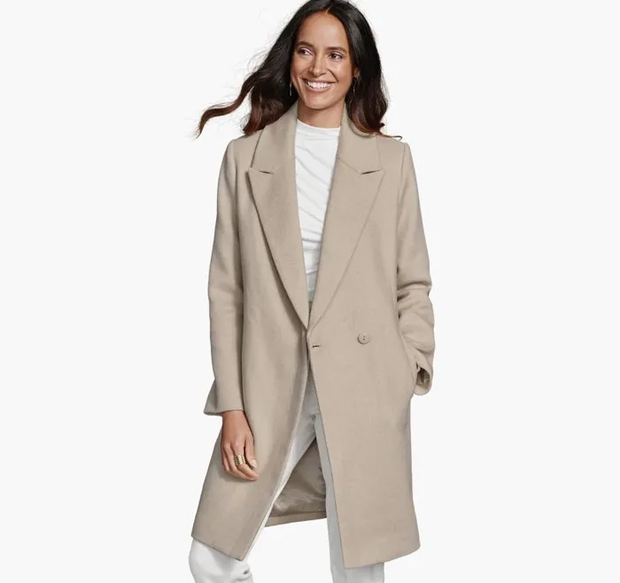 Women Johnston and Murphy Coats Jackets and Vests WoolBlend Coat With Removable Knit Collar Taupe Women Johnston and Murphy Coats Jackets and Vests WoolBlend Coat With Removable Knit Collar Taupe