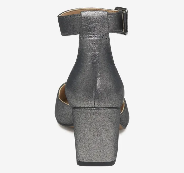 Women Johnston and Murphy Heels and Platform Wedges Vicki Ankle Strap Pewter Metallic Kid Suede Women Johnston and Murphy Heels and Platform Wedges Vicki Ankle Strap Pewter Metallic Kid Suede