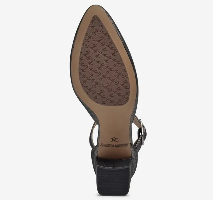 Women Johnston and Murphy Heels and Platform Wedges Vicki Ankle Strap Pewter Metallic Kid Suede Women Johnston and Murphy Heels and Platform Wedges Vicki Ankle Strap Pewter Metallic Kid Suede