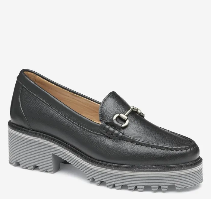 Women Johnston and Murphy Mules and Loafers Emmalynn Bit Loafer Black Calfskin