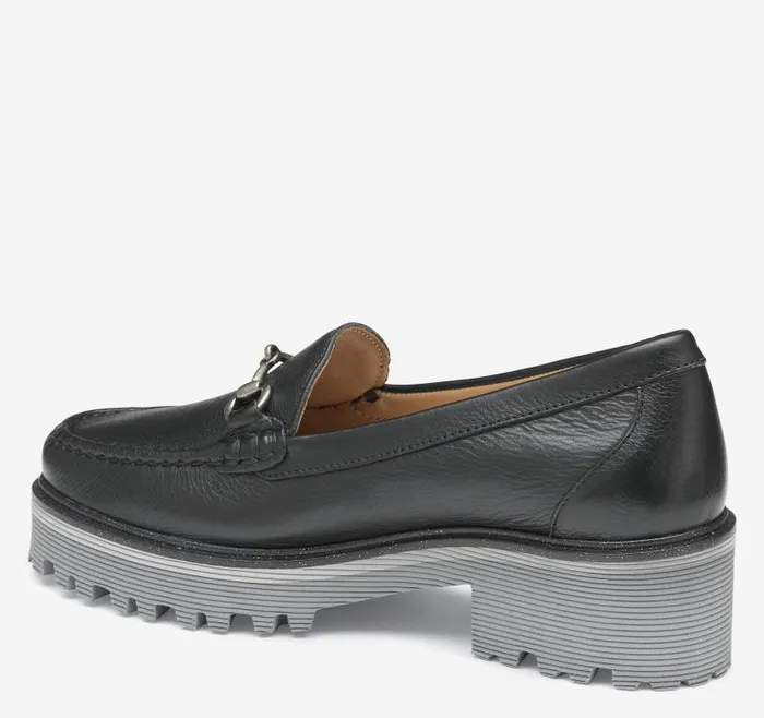 Women Johnston and Murphy Mules and Loafers Emmalynn Bit Loafer Black Calfskin