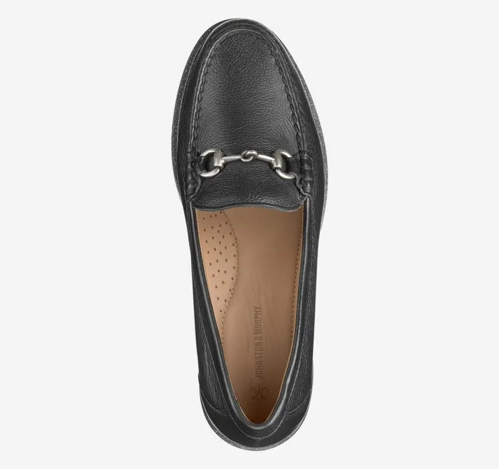 Women Johnston and Murphy Mules and Loafers Emmalynn Bit Loafer Black Calfskin