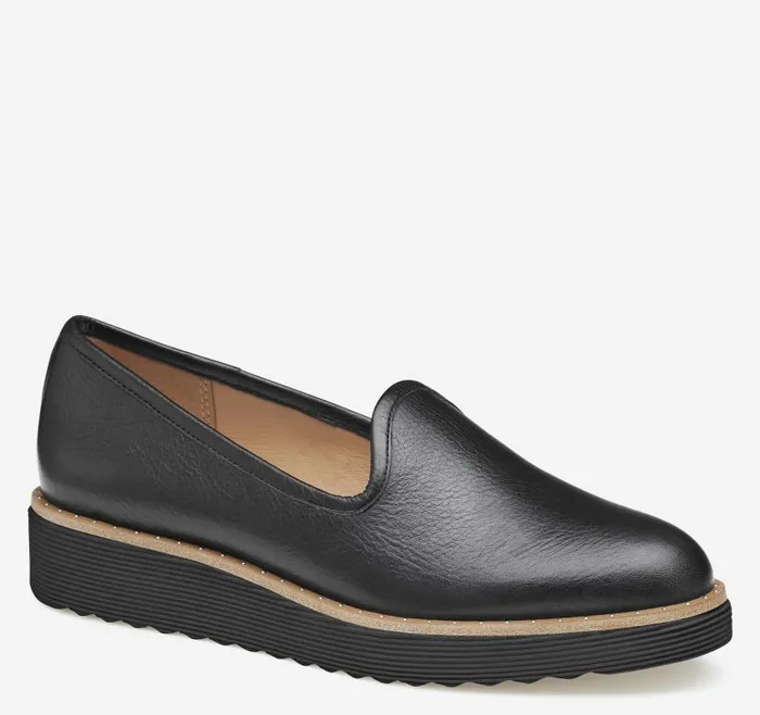 Women Johnston and Murphy Mules and Loafers Mitzi Venetian Black Calfskin