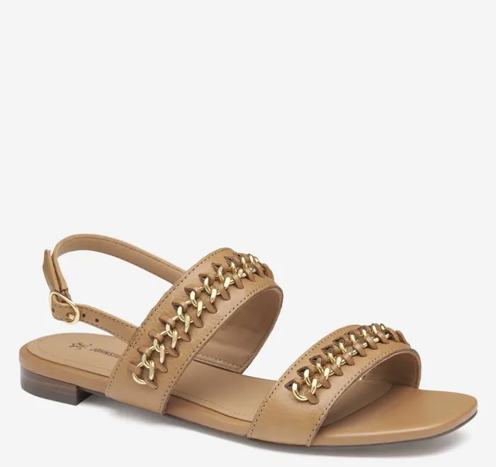 Women Johnston and Murphy Sandals Lilly Chain Sandal Tan Glove Leather