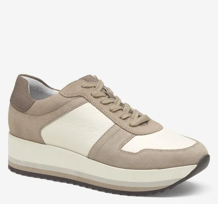 Women Johnston and Murphy Sneakers Gracie Colorblock LaceUp Taupe Suedebone Calfskin Women Johnston and Murphy Sneakers Gracie Colorblock LaceUp Taupe Suedebone Calfskin