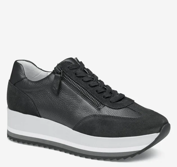 Women Johnston and Murphy Sneakers Gracie SideZip Lace Up Black Calfskinsuede Women Johnston and Murphy Sneakers Gracie SideZip Lace Up Black Calfskinsuede