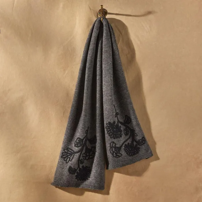 Women Joslyn Embroidered Scarf Gray Sundance Catalog Scarves and Gloves