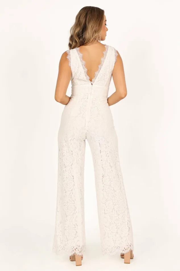 Women Jumpsuits and Rompers Petal and Pup Eloise Lace Jumpsuit Ivory