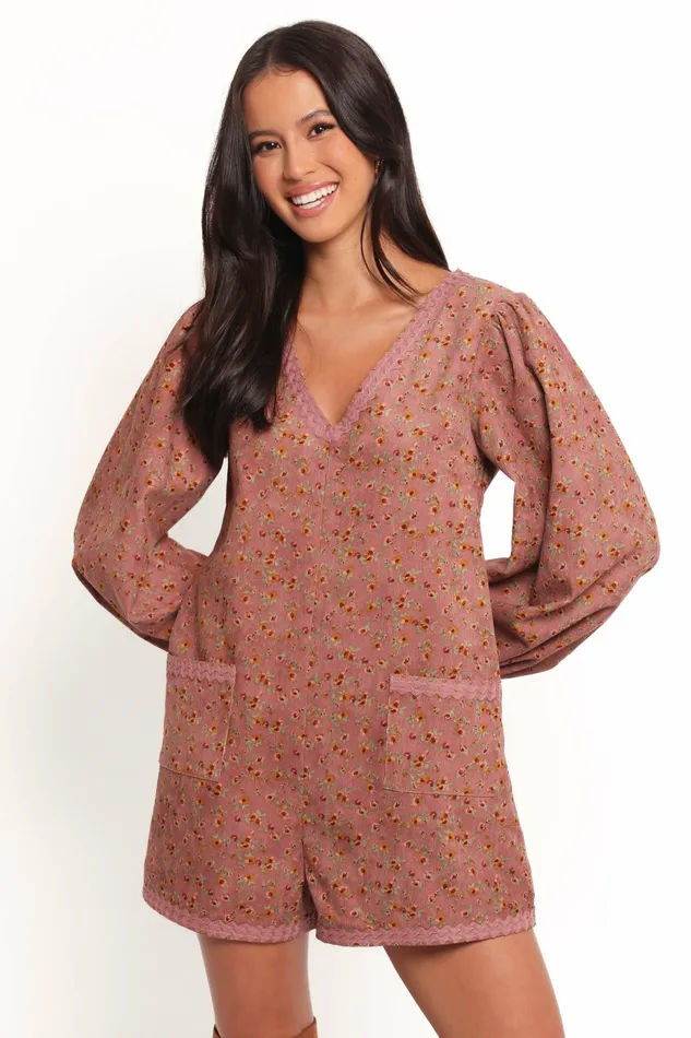 Women Jumpsuits and Rompers Petal and Pup Orio Playsuit Mauve Multi
