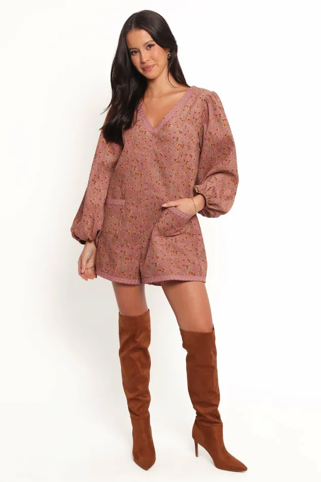 Women Jumpsuits and Rompers Petal and Pup Orio Playsuit Mauve Multi