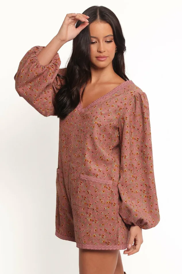 Women Jumpsuits and Rompers Petal and Pup Orio Playsuit Mauve Multi