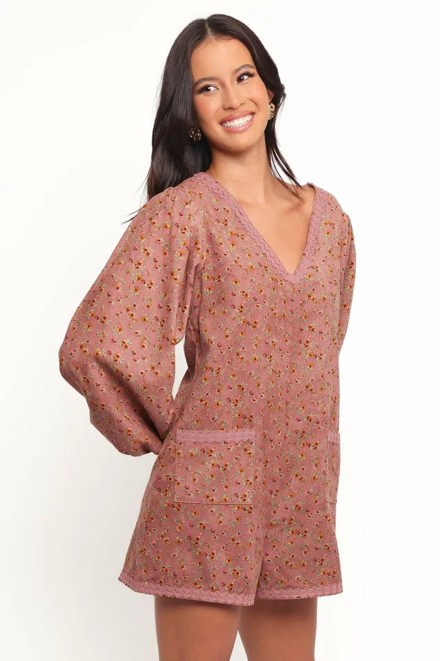 Women Jumpsuits and Rompers Petal and Pup Orio Playsuit Mauve Multi