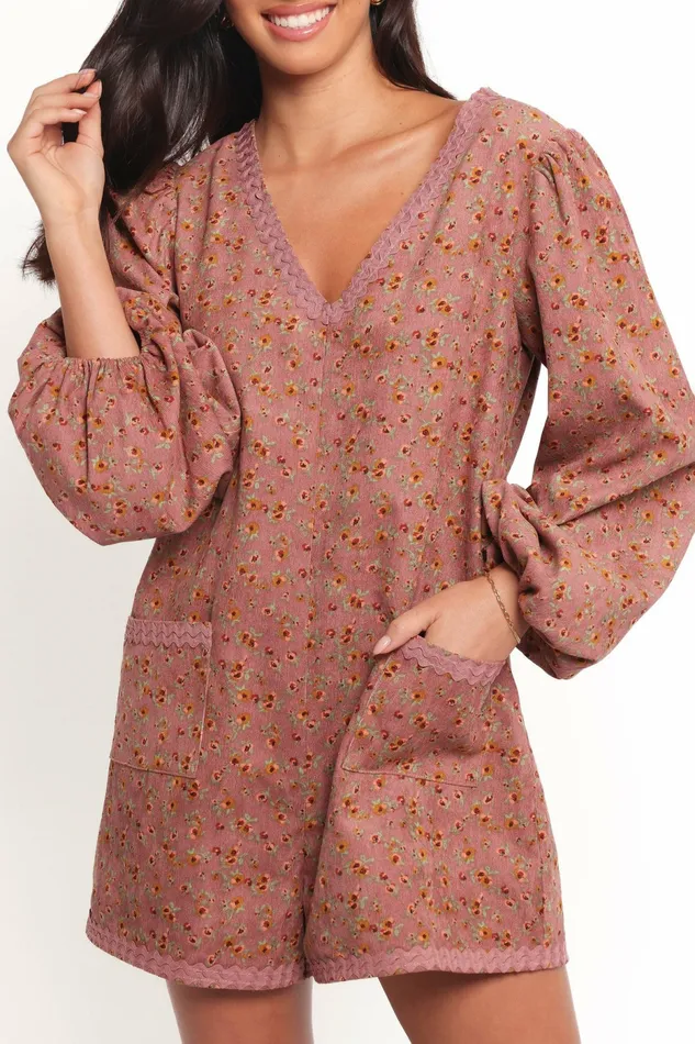 Women Jumpsuits and Rompers Petal and Pup Orio Playsuit Mauve Multi