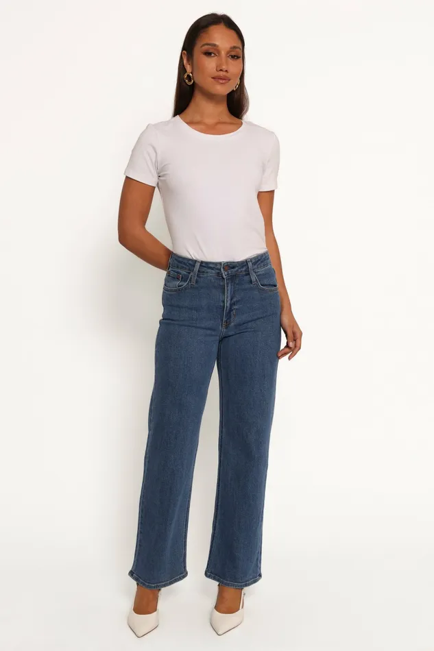 Women Just Black Uncut Straight Leg Jean Dark Denim Denim Petal and Pup