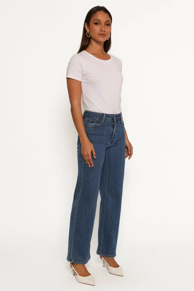 Women Just Black Uncut Straight Leg Jean Dark Denim Denim Petal and Pup
